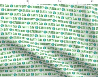 Earth Fabric - Earth Day By Charlottewinter - Planet Climate Change Science Education World Words Cotton Fabric By The Yard With Spoonflower