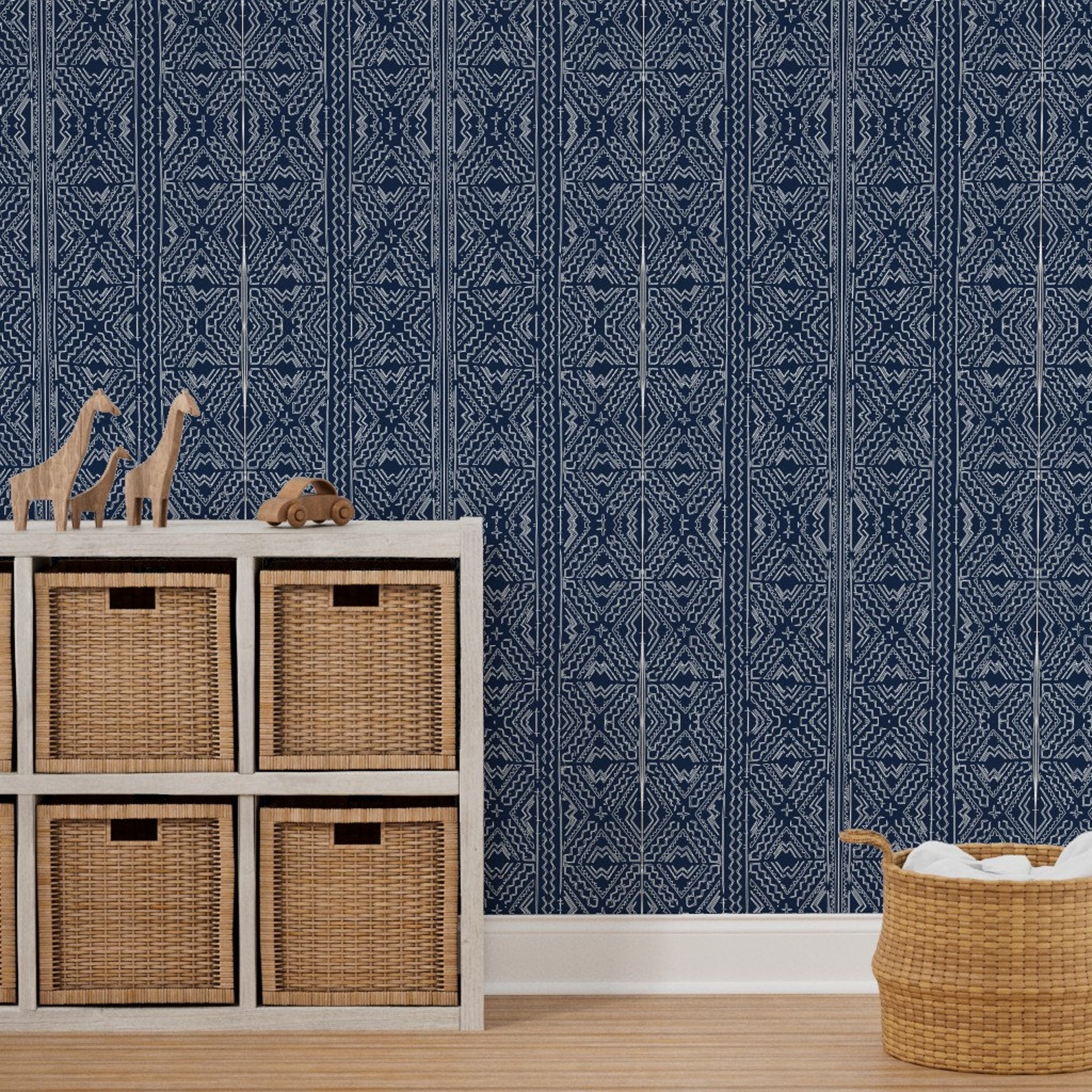 Mudcloth Wallpaper African Mud Cloth Mudcloth Tribal Blue by - Etsy