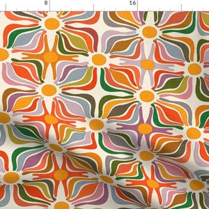 Bold Abstract Fabric - Abstract Flowers by evamatise - Colorful Retro Summer Hippie Groovy Summer Holiday Fabric by the Yard by Spoonflower
