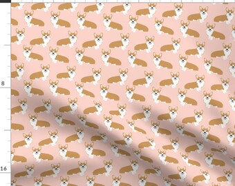 Pink Corgi Fabric - Corgi Pink Pastel Dog Fabric By Petfriendly - Pink Corgi Cotton Fabric by the Yard with Spoonflower Fabric