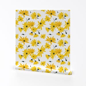 Flower Wallpaper - Topinambour Jerusalem Artichoke By Michaelakobyakov - Custom Yellow Removable Self Adhesive Wallpaper Roll by Spoonflower