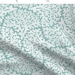 Coastal Coral Fabric - Fan Coral Teal by taranealart - Turquoise Summer Beach Tropical Ocean Coral Fan Fabric by the Yard by Spoonflower