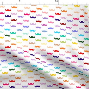 Mustache Fabric - Rainbow Mustache Pattern By Inspirationz - Hipster Mustache Nursery Decor Cotton Fabric By The Yard With Spoonflower
