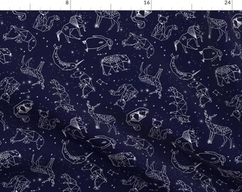 Constellations Blue Fabric - Geometric Animal Astronomy By Andrea Lauren - Astrological Cotton Fabric By The Yard With Spoonflower