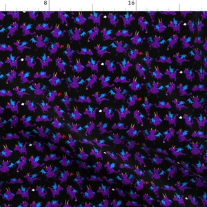Dragon Fabric - Dragons By Jadegordon- Dragon Purple Blue Black Monster Fantasy Scifi Kids Kawaii Cotton Fabric By The Yard With Spoonflower
