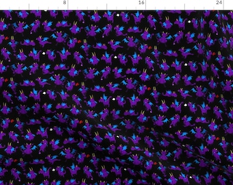 Dragon Fabric - Dragons By Jadegordon- Dragon Purple Blue Black Monster Fantasy Scifi Kids Kawaii Cotton Fabric By The Yard With Spoonflower