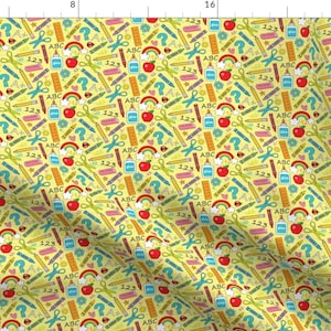 Back To School Fabric - Tiny School Supplies by lilcubby - Art School Teacher Pencil School Supplies Teach Fabric by the Yard by Spoonflower