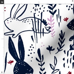 Bunny Fabric - Hop To It By Lucindawei - Bunny Rabbit Spring Animal Easter Bunny Cute Floral Cotton Fabric By The Yard With Spoonflower zdjęcie 3