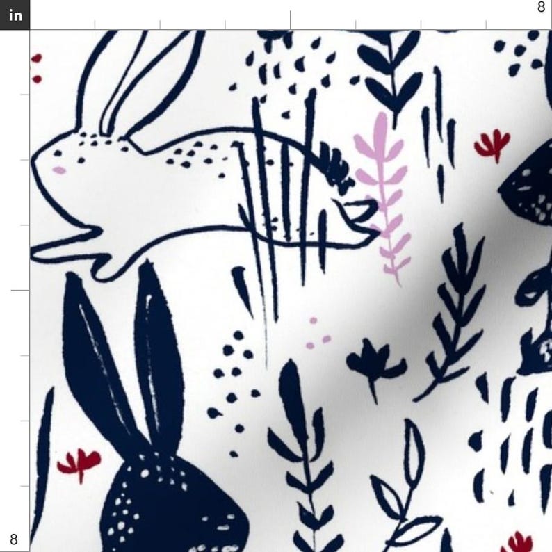 Bunny Fabric - Hop To It By Lucindawei - Bunny Rabbit Spring Animal Easter Bunny Cute Floral Cotton Fabric By The Yard With Spoonflower zdjęcie 3
