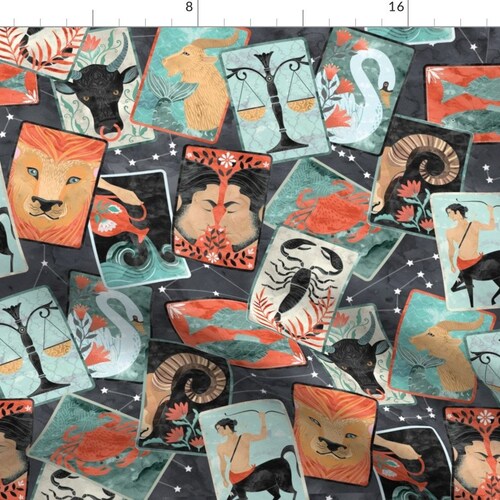 Astrology Fabric Zodiac Tarot by Michaelzindell Astrology Etsy
