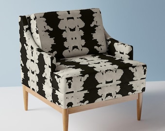 Inkblot Upholstery Fabric- Inkblot  by danika_herrick - Black Cream Abstract Stripe Beige Ivory  Fabric By The Yard With Spoonflower