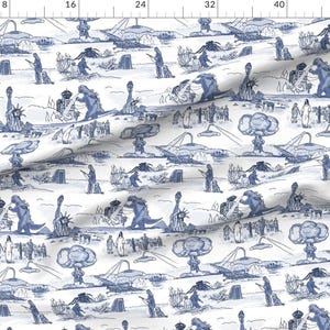 Apocalypse Fabric - Cold War Apocalypse By Elramsay - Apocalypse Monster Bomb Toile Vintage Funny Cotton Fabric By The Yard With Spoonflower image 2
