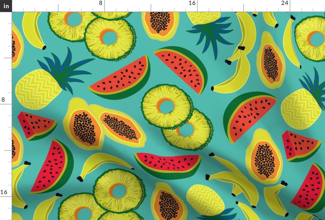Tropical Fruit Fabric - Summer Fruits by svetlana_kononova - Summer Home Decor Watermelon Hand-drawn Fabric by the Yard by Spoonflower