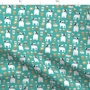 French Bulldogs Coffee Fabric - Cute Frenchie Coffee Dog Fabric Latte Fabrics Fabric By Petfriendly - Fabric By The Yard With Spoonflower