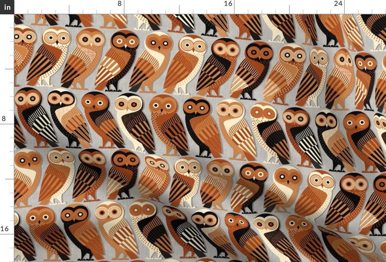 Owls Fabric - Owls Of Athens By Spellstone - Owl Ancient Greek Art Animals Birds Cotton Fabric By Th