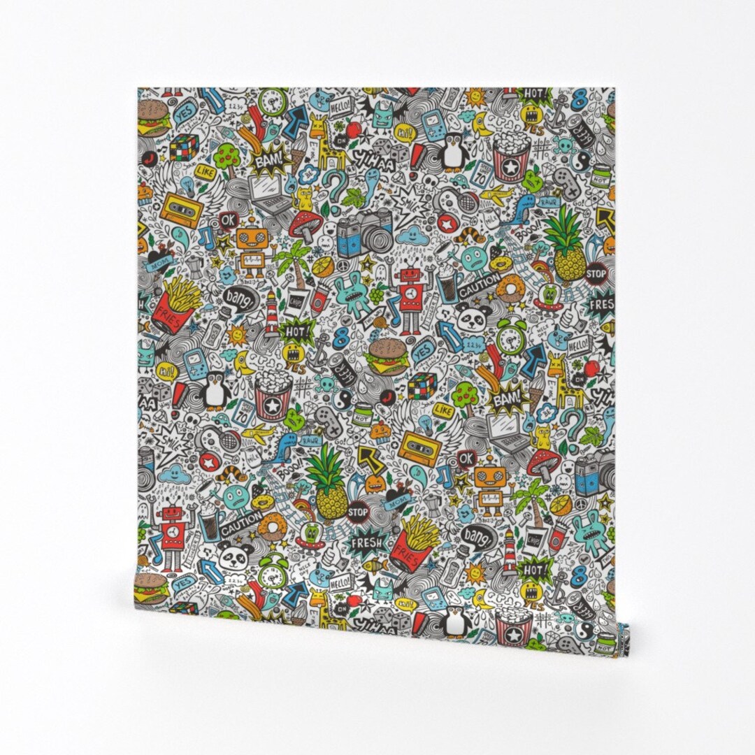 Comic Book Wallpaper Comic Pop Art Doodle Color by Caja - Etsy