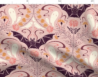 Pastel Apparel Fabric - Halloween Damask by jillian_nichole_illustration - Whimsical Cottagecore Spooky Clothing Fabric by Spoonflower