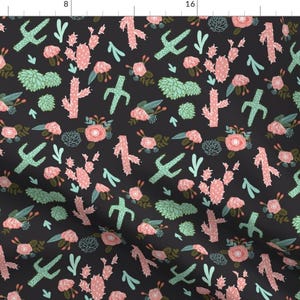 Cactus Fabric - Cactus Floral Fabric Southwest Flower Cactus Design By Charlottewinter - Cactus Cotton Fabric By The Yard With Spoonflower