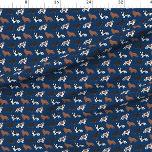 Navy Blue Dog Fabric Cavalier King Charles Spaniel Ruby Black Tan Blemein Coat By Petfriendly Cotton Fabric By The Yard With Spoonflower 画像 3