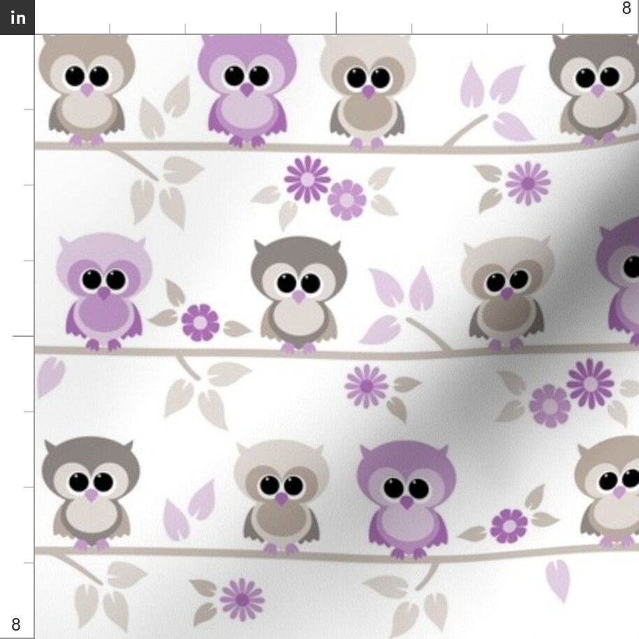 Purple Owl Fabric Baby Owls in Purple by Heleenvanbuul - Etsy
