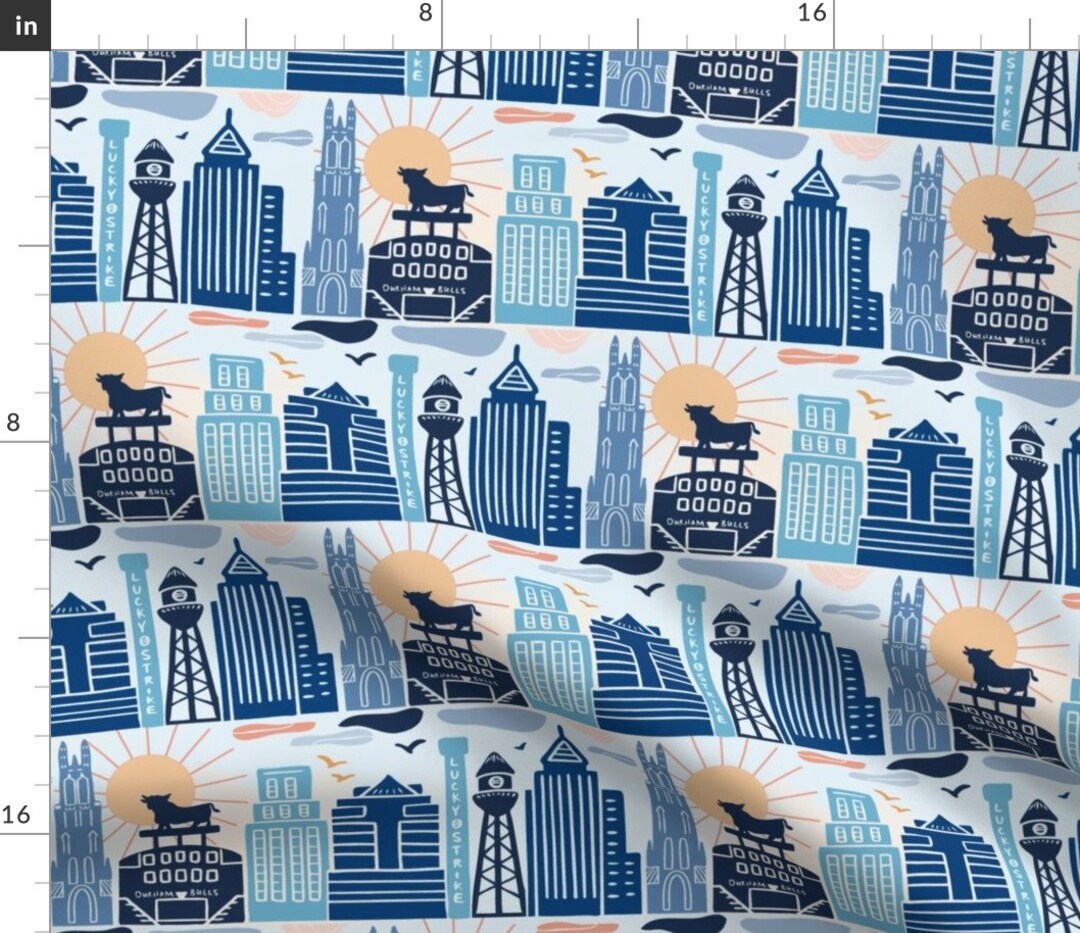 Durham Fabric Durham Skyline by Katie Hayes Durham Blue Bulls City
