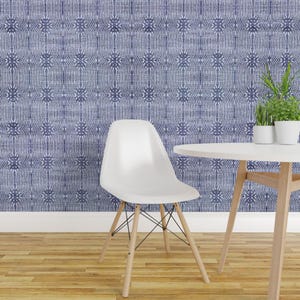 Denim Wallpaper - Denim Loop By Holli Zollinger - Denim Blue White Custom Printed Removable Self Adhesive Wallpaper Roll by Spoonflower