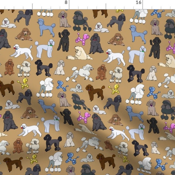 Poodle Dogs Fabric - Poodles Camel By Creativeworksstudios - Dogs Poodles Fancy Toy Puppy Cotton Fabric By The Yard With Spoonflower