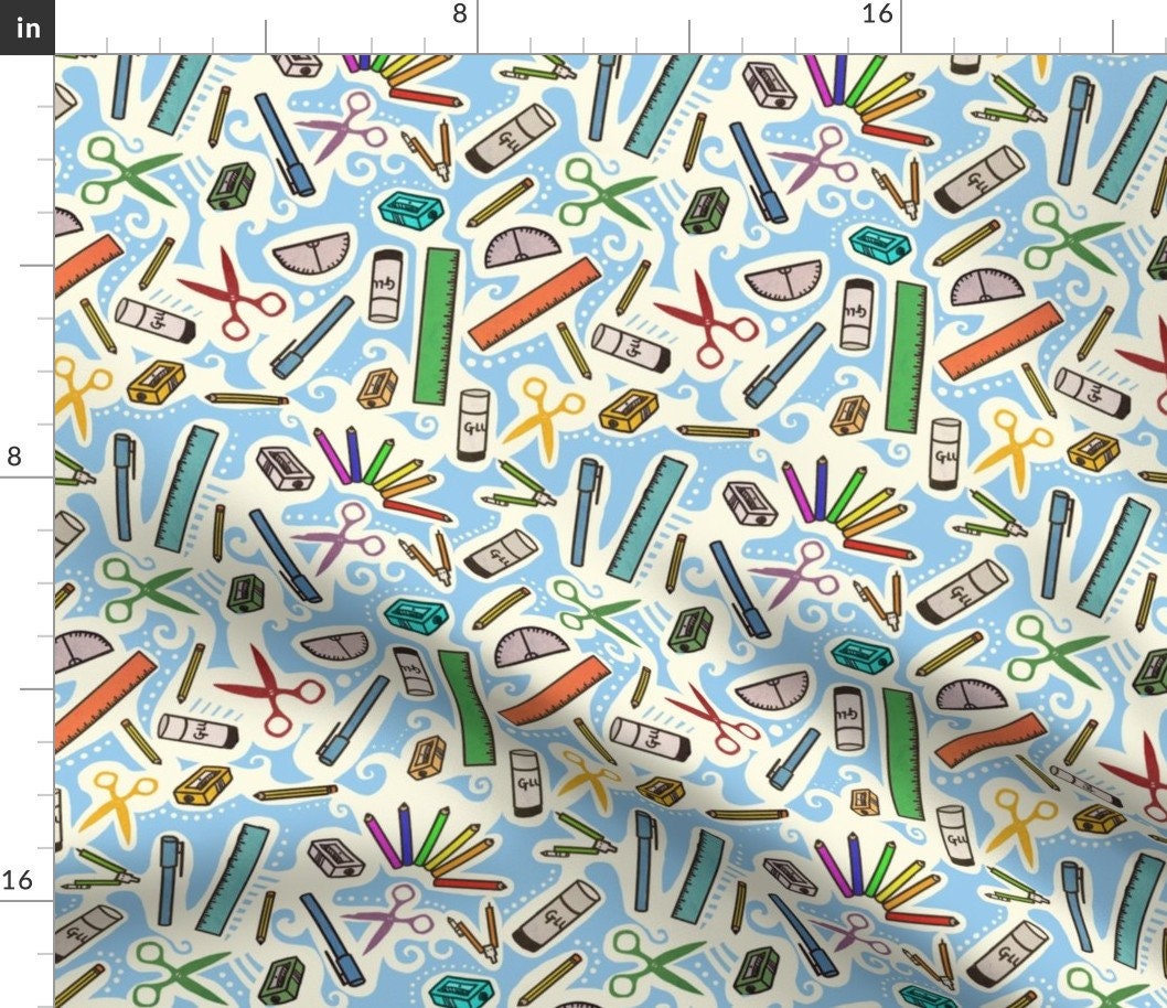 School Supplies Fabric Back to School With Style by Etsy Canada