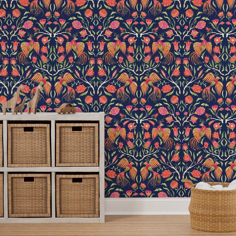 Art Nouveau Floral Wallpaper Paradise Garden by Sonyara Etsy