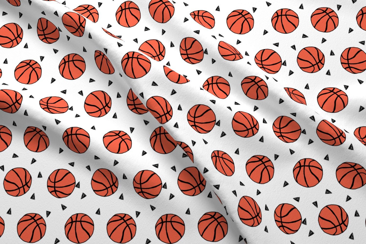 Basketball Fabric Sports Basketball Themed Fabric White By