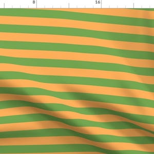 Stripes Fabric - Green Orange Camp 1 Inch Stripe By Caja Design - Stripes Green Orange Horizontal Cotton Fabric By The Yard With Spoonflower