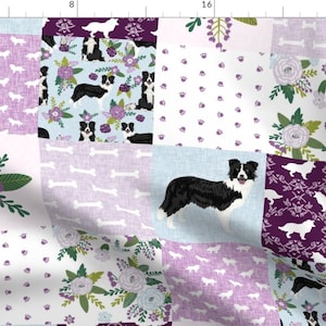 Border Collie Fabric - Border Collie by petfriendly - Cheater Quilt Herding Dog Quilt Topper Wholecloth Fabric by the Yard by Spoonflower