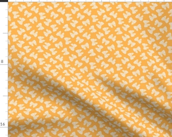 Sunny Yellow Bows Fabric - Bows On Yellow by muchsketch - Small Scale Preppy Goldenrod Ochre Warm Vibrant Fabric by the Yard by Spoonflower