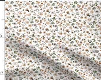 Woodland Sage Floral Fabric - 4" Woodland Sage Florals By Hipkiddesigns - Ditsy Tiny Scale Floral Cotton Fabric By The Yard With Spoonflower