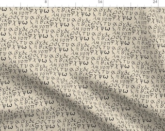 Greek Fabric - All Greek By Amyvail - Greek Letters Words Typography Decor Upholstery On Tan Cotton Fabric By The Yard With Spoonflower