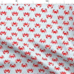 Crabs Fabric - Crabs by littlearrowdesign - Crab Watercolor Summer Nautical Red Little Arrow Fabric by the Yard by Spoonflower