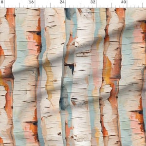 Cabincore Fabric - Watercolor Birch Bark by kris_obrien - Abstract Forest Woodland Trees Faux Texture Fabric by the Yard by Spoonflower imagen 2
