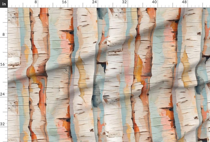 Cabincore Fabric - Watercolor Birch Bark by kris_obrien - Abstract Forest Woodland Trees Faux Texture Fabric by the Yard by Spoonflower imagen 2