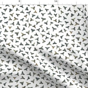 Shark Fabric - Shark Teeth By Weavingmajor - Shark Teeth Nautical Ocean Beach Print Fish Cotton Fabric By The Yard With Spoonflower