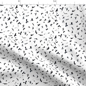 Birds Black White Fabric - Blackbirds By Alison Janssen - Birds Flying Black White Silhouette Cotton Fabric By The Yard With Spoonflower