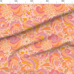 Colorful Fabric - Retro Dream by purerelaxation - Summer Boho Retro Flower Daisy Groovy Vintage 70s 60s Fabric by the Yard by Spoonflower image 2