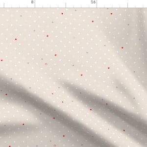 Maple Leaf Fabric - Maple Dot, North By Cynthiafrenette - Maple Leaf Beige Red White Tiny Dots Cotton Fabric By The Yard With Spoonflower