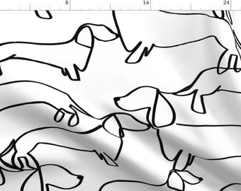 Black And White Fabric - Dachshund by brittmills - Dogs Dachshund Doxie Dog Lover  Fabric by the Yard by Spoonflower