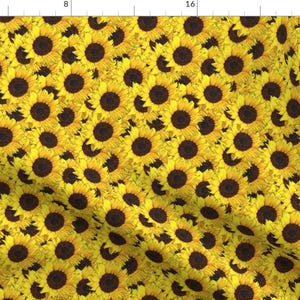 Sunflowers Fabric -Sunflowers Are Us By Linsart- Sunflower Floral Flowers Botanical Summer Yellow Cotton Fabric By The Yard With Spoonflower
