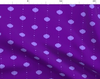 Purple Clam Shell Fabric - Oysters And Pearls Lavender On Purple By Crowlands - Summer Oyster Cotton Fabric By The Yard With Spoonflower
