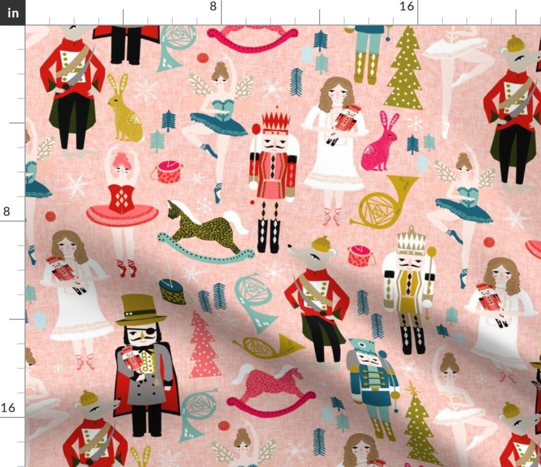 Nutcrackers and Rocking Horses Fabric Nutcracker Ballet Fabric by