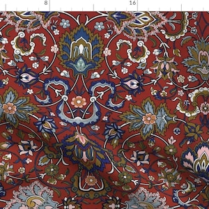 Red Fabric - Burgundy Damask Tapestry by peacoquettedesigns -  Victorian Burgundy Damask Turkish Ottoman  Fabric by the Yard by Spoonflower