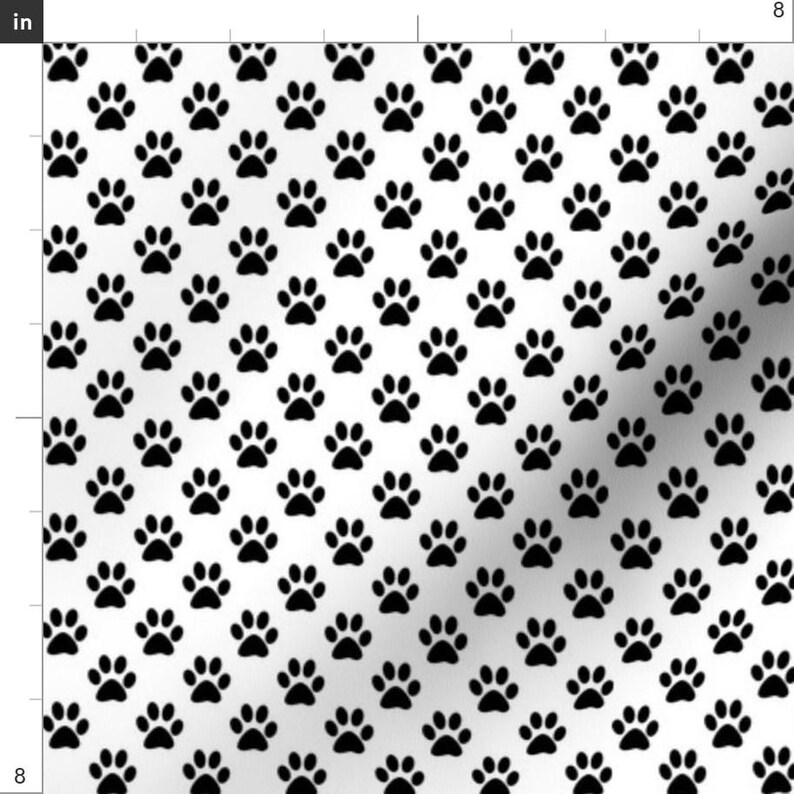 Paw Prints Fabric - Half Inch Black Paw Prints On White By Mtothefifthpower - Black And White Cotton Fabric By The Yard With Spoonflower immagine 3