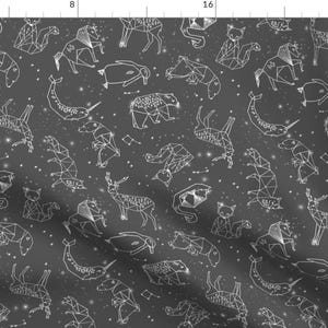 Constellations Fabric Constellations Night Time Stars Sky Charcoal Grey Kid Nursery Andrea Lauren Cotton Fabric By The Yard with Spoonflower