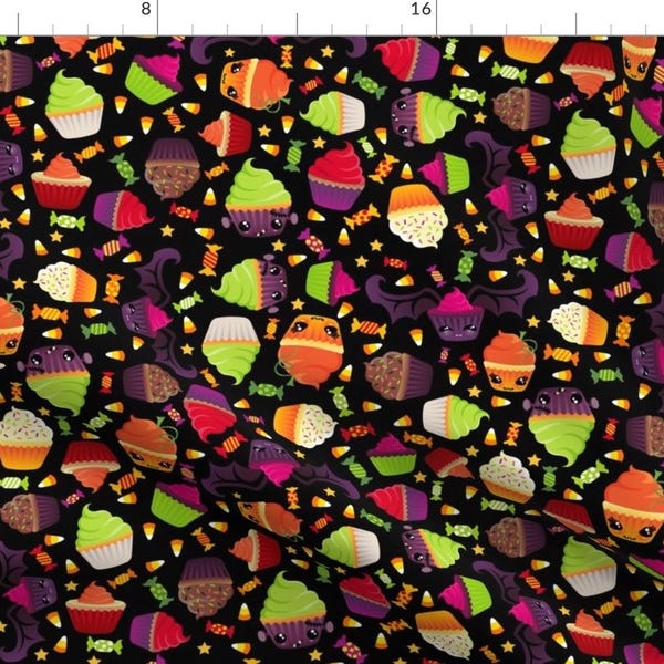 Halloween Fabric - Spooky Halloween Cupcakes And Treats By Creativetaylor - Halloween Cupcakes Cotton Fabric By The Yard With Spoonflower